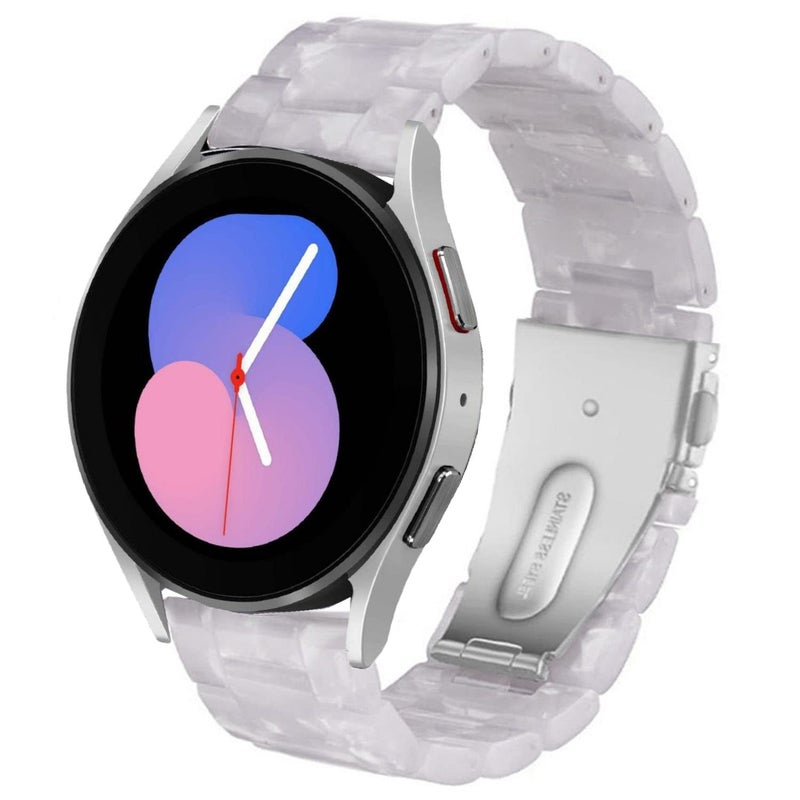 DEALELE Bands Compatible with Samsung Galaxy Watch 7 / FE / 6/6 Classic / 5/5 Pro / 4/4 Classic / 3 41mm / Huawei GT3 42mm, 20mm Colorful Resin Replacement Strap for Women Men (White) - Image 1